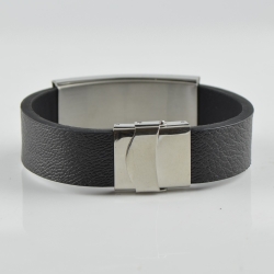 Genuine Amber bracelet with black leather